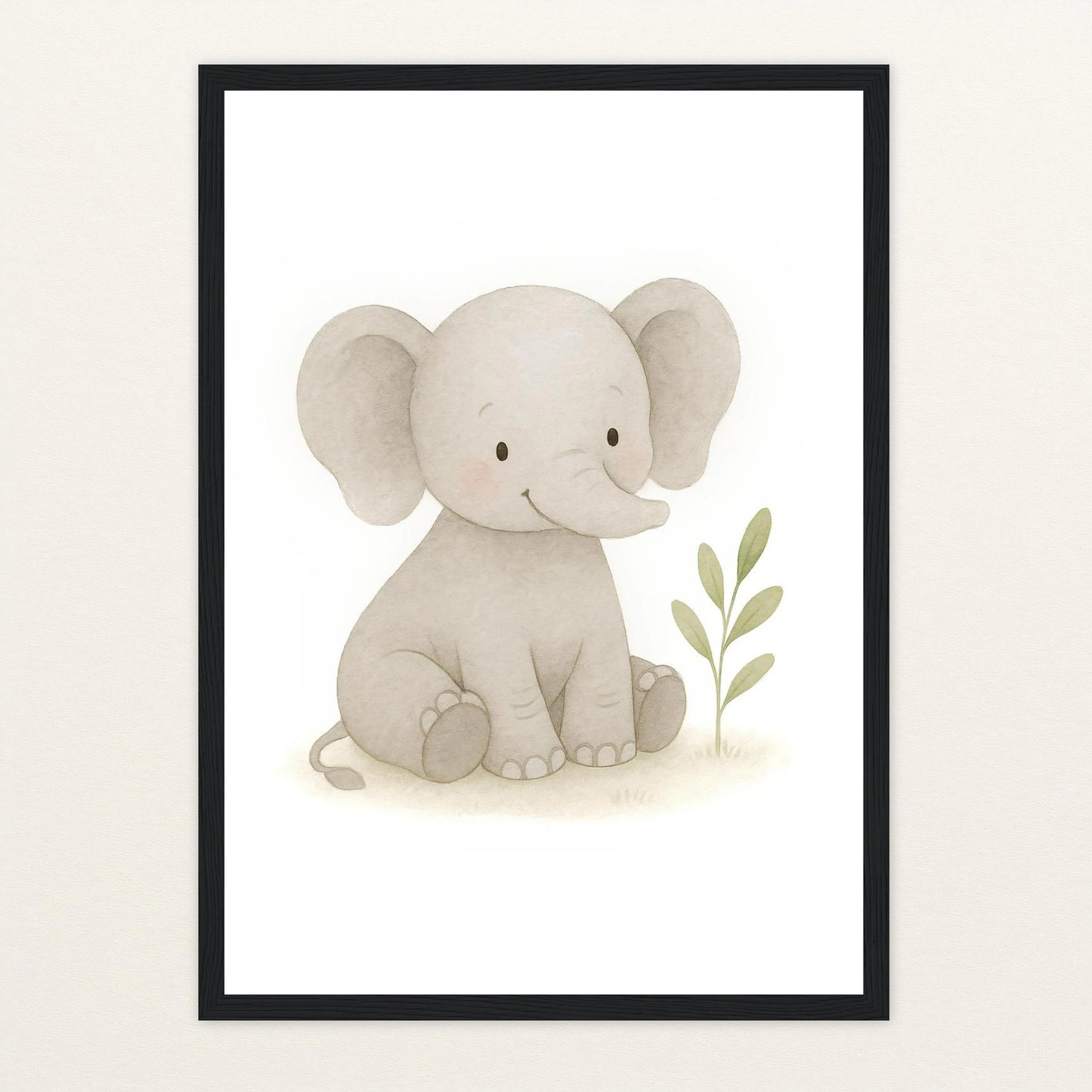Emil der Elefant Poster mit Holzrahmen von tinylearner