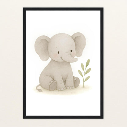 Emil der Elefant Poster mit Holzrahmen von tinylearner