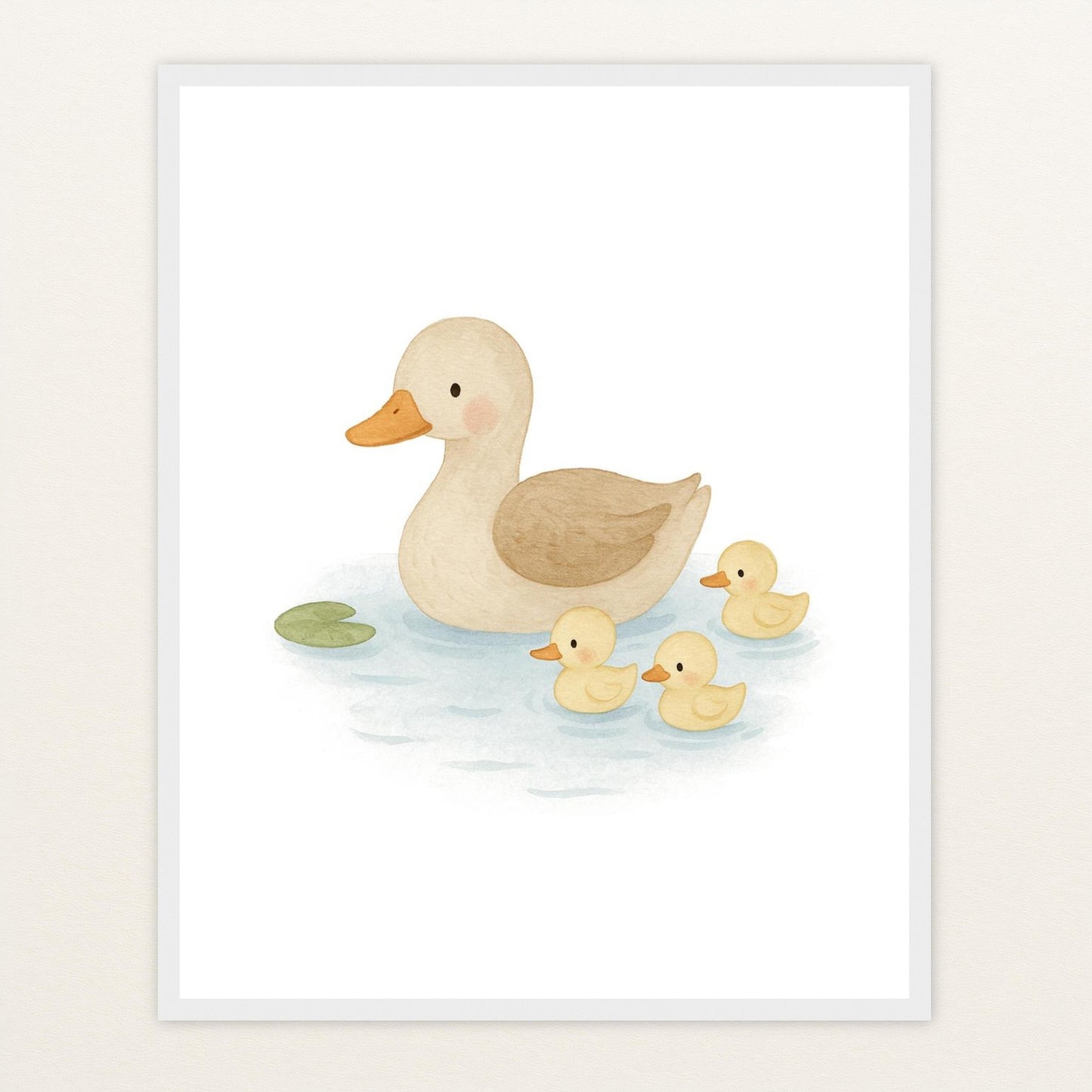 Gusi die Gans - Motiv: "Teich" Poster mit Holzrahmen von tinylearner