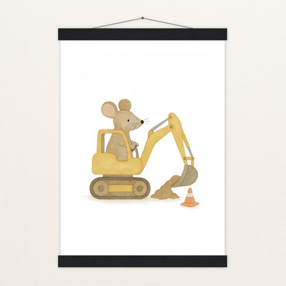 Mimi die Maus - Motiv: "Bagger" Poster mit Leisten von tinylearner
