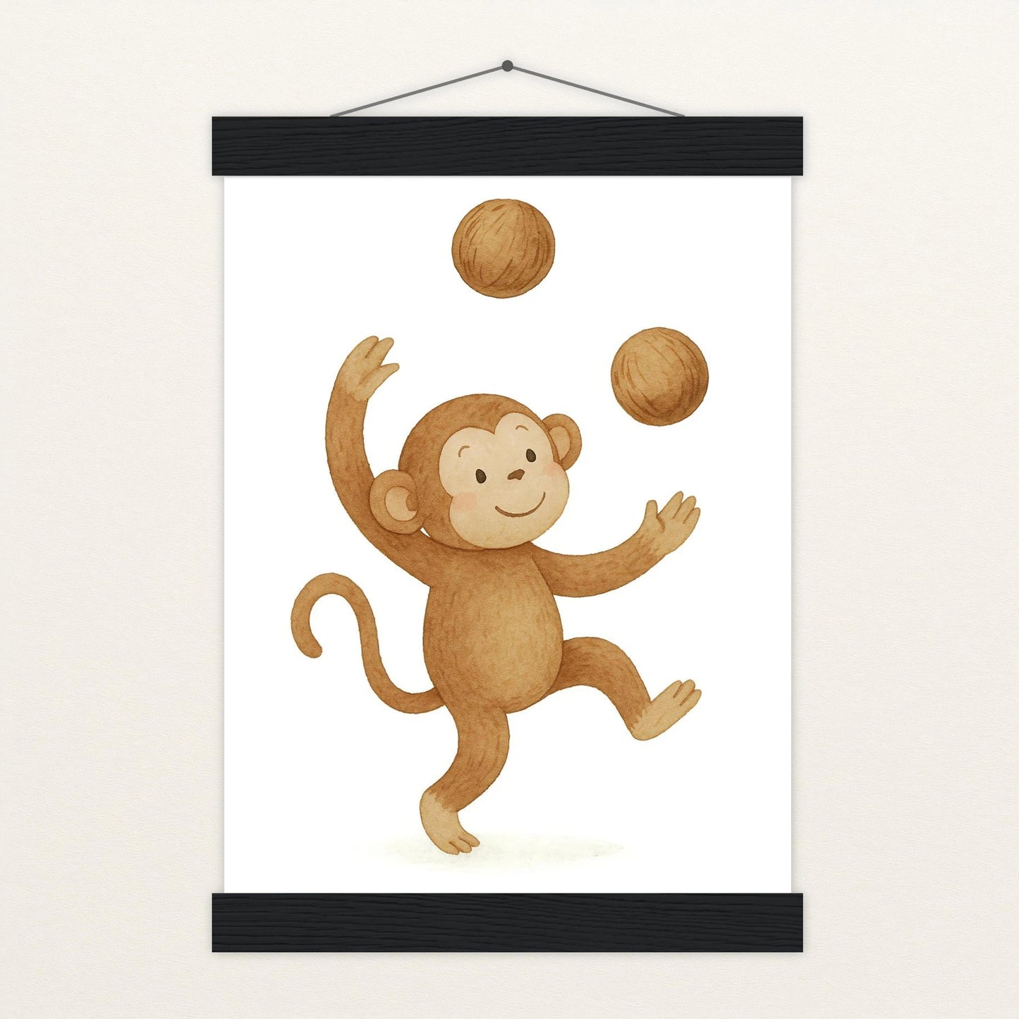 Aki der Affe - Motiv: "Kokosnuss" Poster mit Leisten von tinylearner