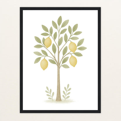 Zitronenbaum Poster mit Holzrahmen von tinylearner