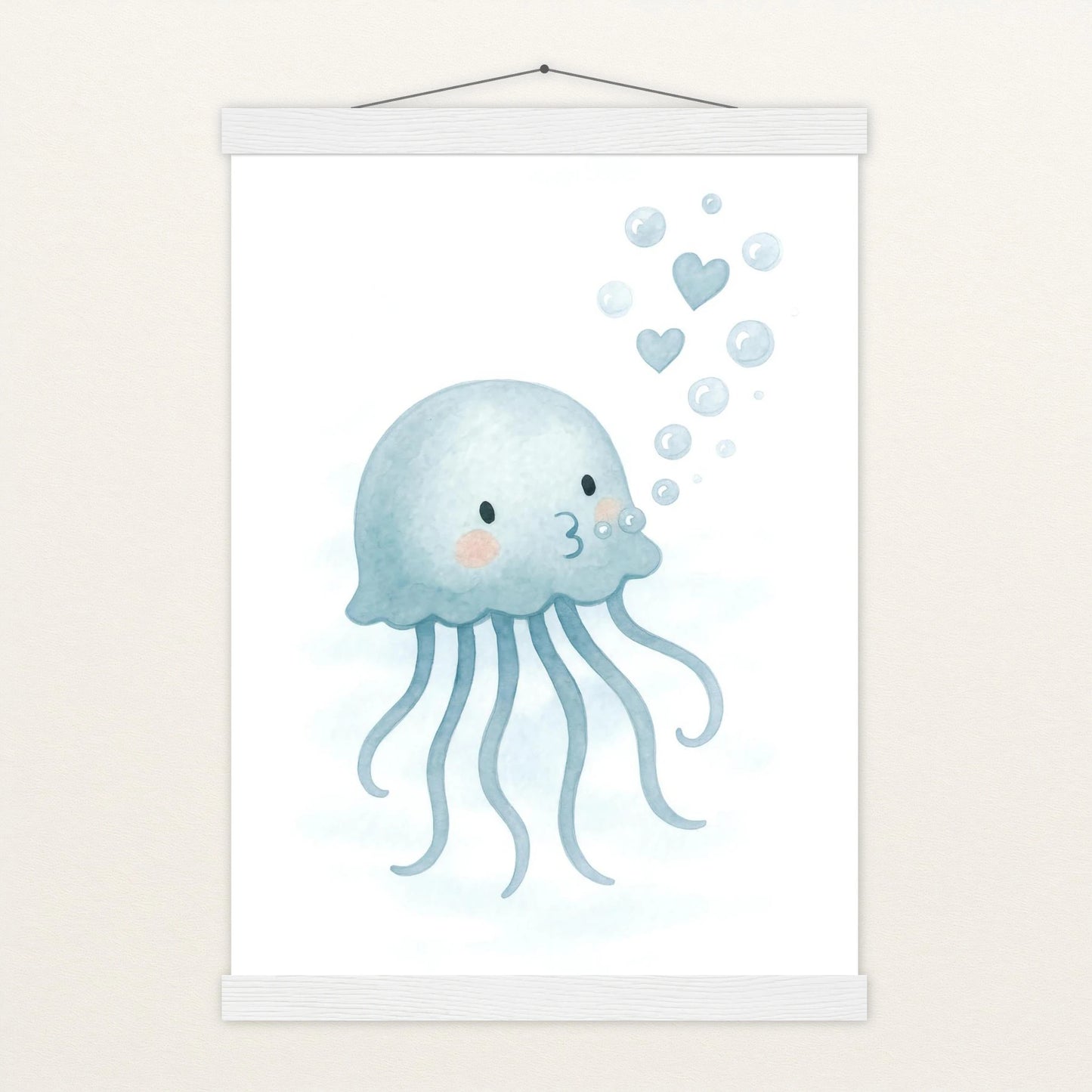 Quinn die Qualle - Motiv: "Luftblasen" Poster mit Leisten von tinylearner