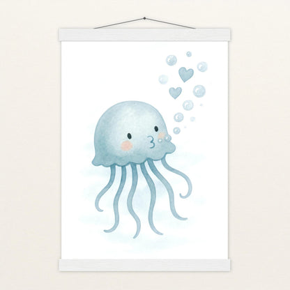 Quinn die Qualle - Motiv: "Luftblasen" Poster mit Leisten von tinylearner