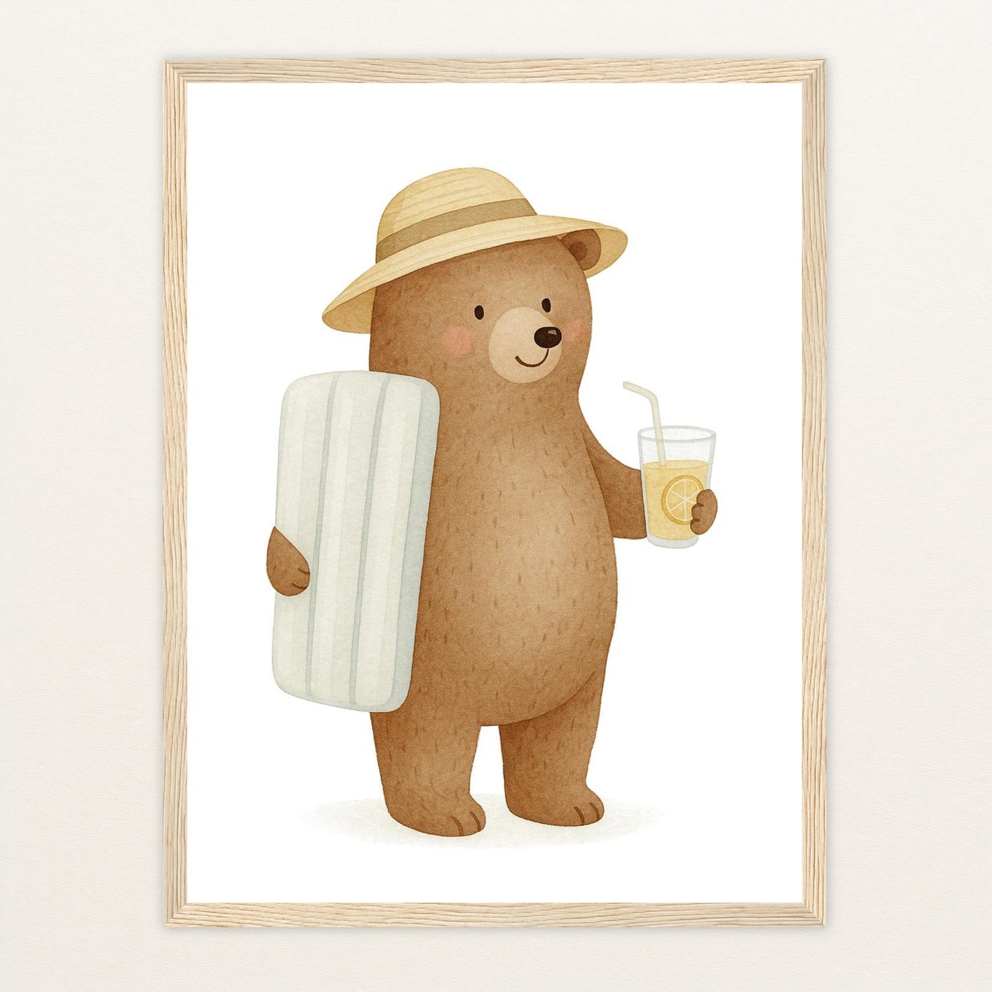 Balu der Bär - Motiv: "Strandtag" Poster mit Holzrahmen von tinylearner