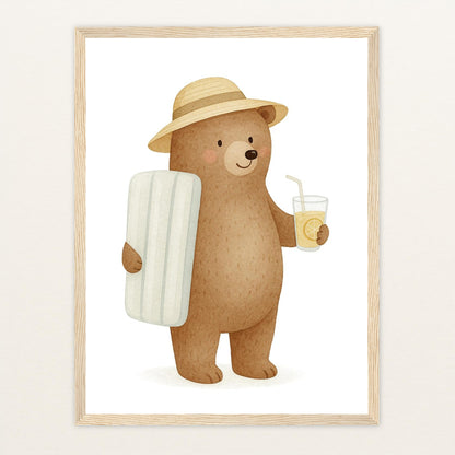 Balu der Bär - Motiv: "Strandtag" Poster mit Holzrahmen von tinylearner