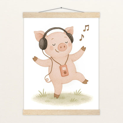 Susi das Schwein - Motiv: "Musik" Poster mit Leisten von tinylearner