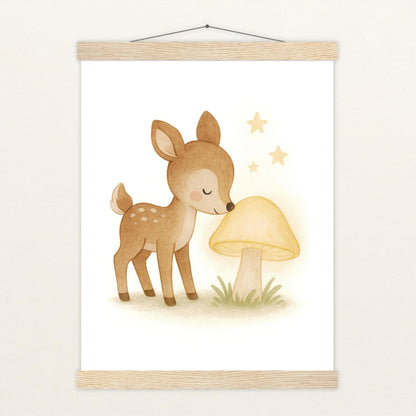 Ria das Reh - Motiv: "Leuchtpilz" Poster mit Leisten von tinylearner