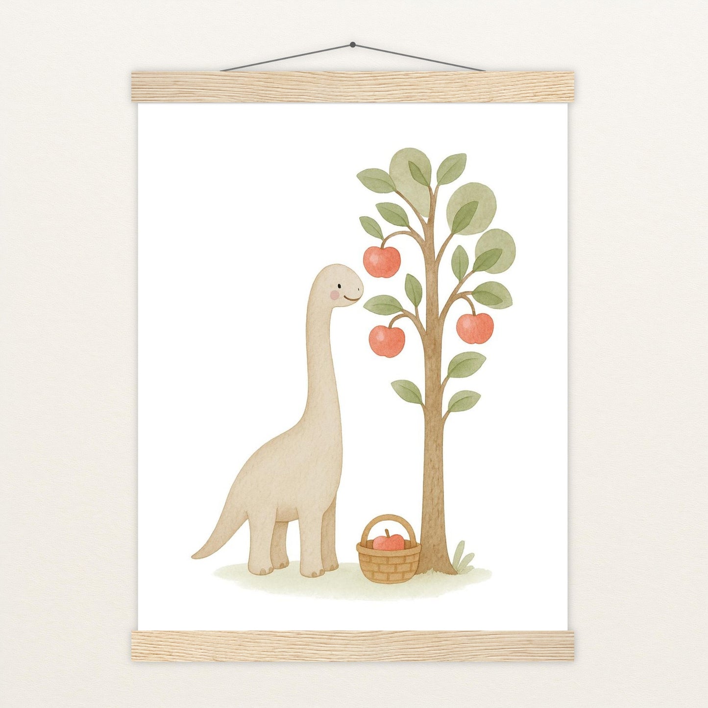 Dinosaurier Brachiosaurus - Motiv: "Apfelbaum" Poster mit Leisten von tinylearner