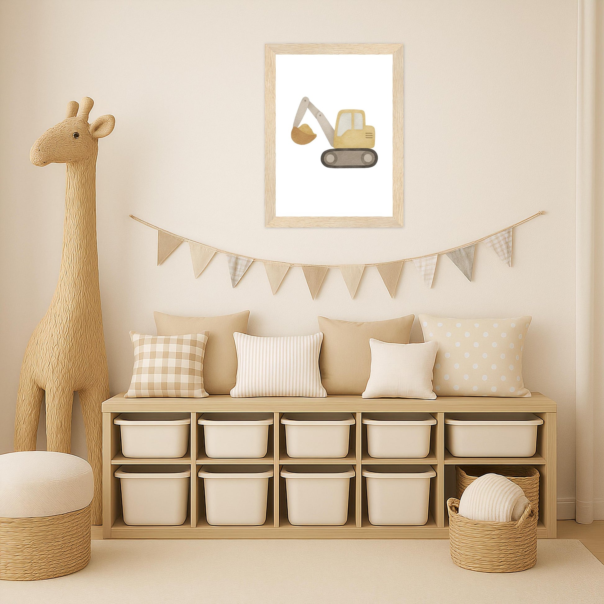 Bagger Poster mit Holzrahmen von tinylearner