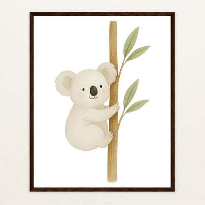 Kori der Koala Poster mit Holzrahmen von tinylearner