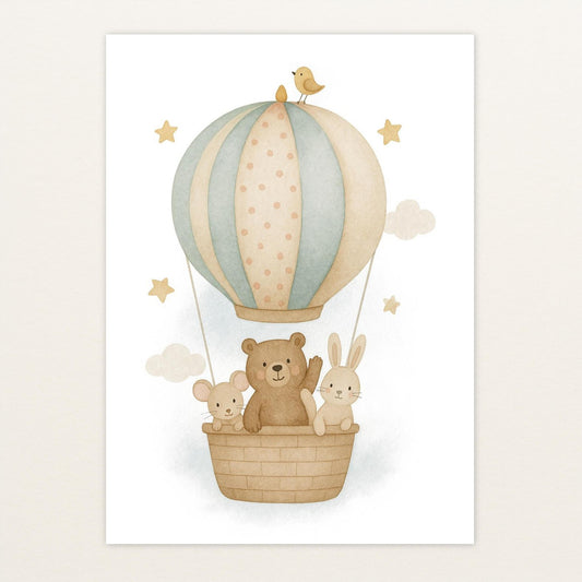 Tierfreunde - Motiv: "Heißluftballon" Poster von tinylearner