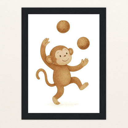 Aki der Affe - Motiv: "Kokosnuss" Poster mit Holzrahmen von tinylearner
