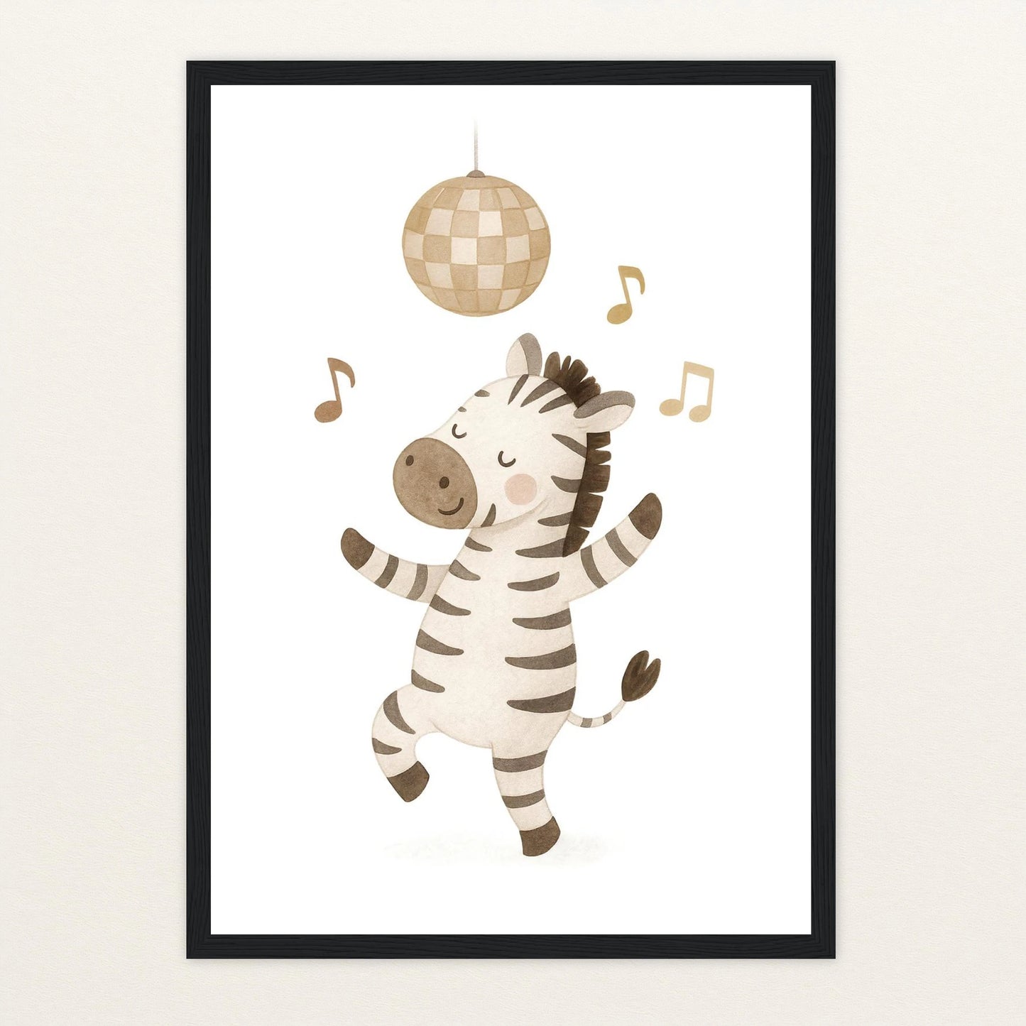 Zinni das Zebra - Motiv: "Tanzen" Poster mit Holzrahmen von tinylearner