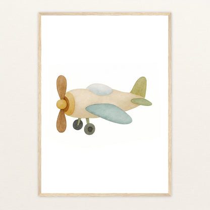 Propellerflugzeug Poster mit Holzrahmen von tinylearner