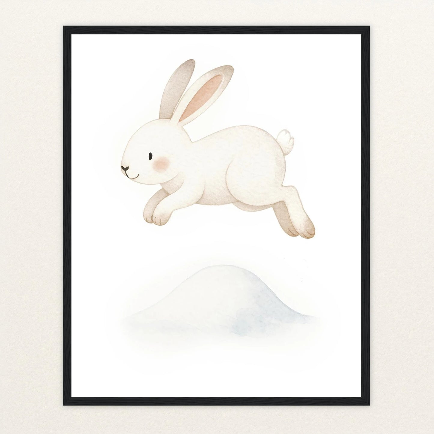 Sina der Schneehase - Motiv: "Schneehügel" Poster mit Holzrahmen von tinylearner