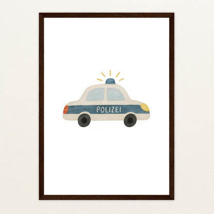 Polizei Poster mit Holzrahmen von tinylearner