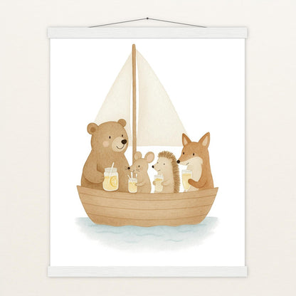 Tierfreunde - Motiv: "Segelschiff" Poster mit Leisten von tinylearner
