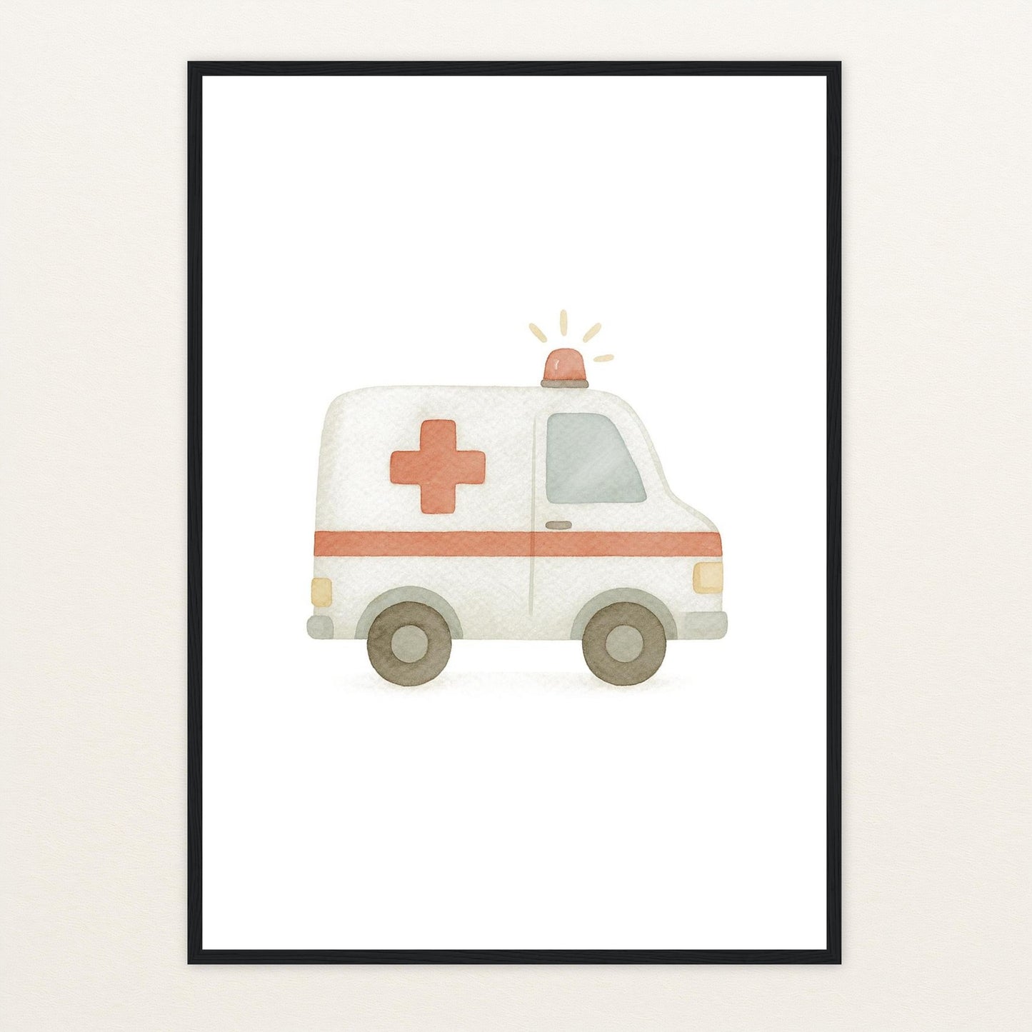 Krankenwagen Poster mit Holzrahmen von tinylearner