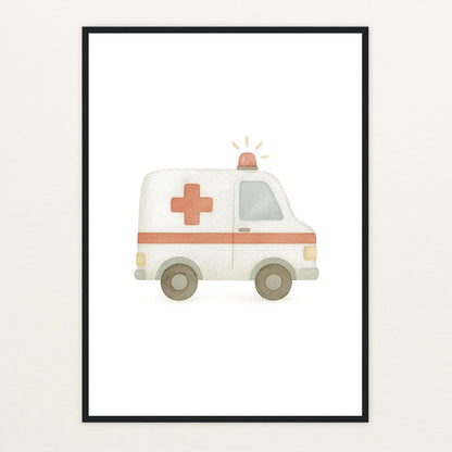 Krankenwagen Poster mit Holzrahmen von tinylearner
