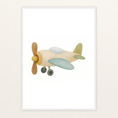 Propellerflugzeug Poster mit Holzrahmen von tinylearner