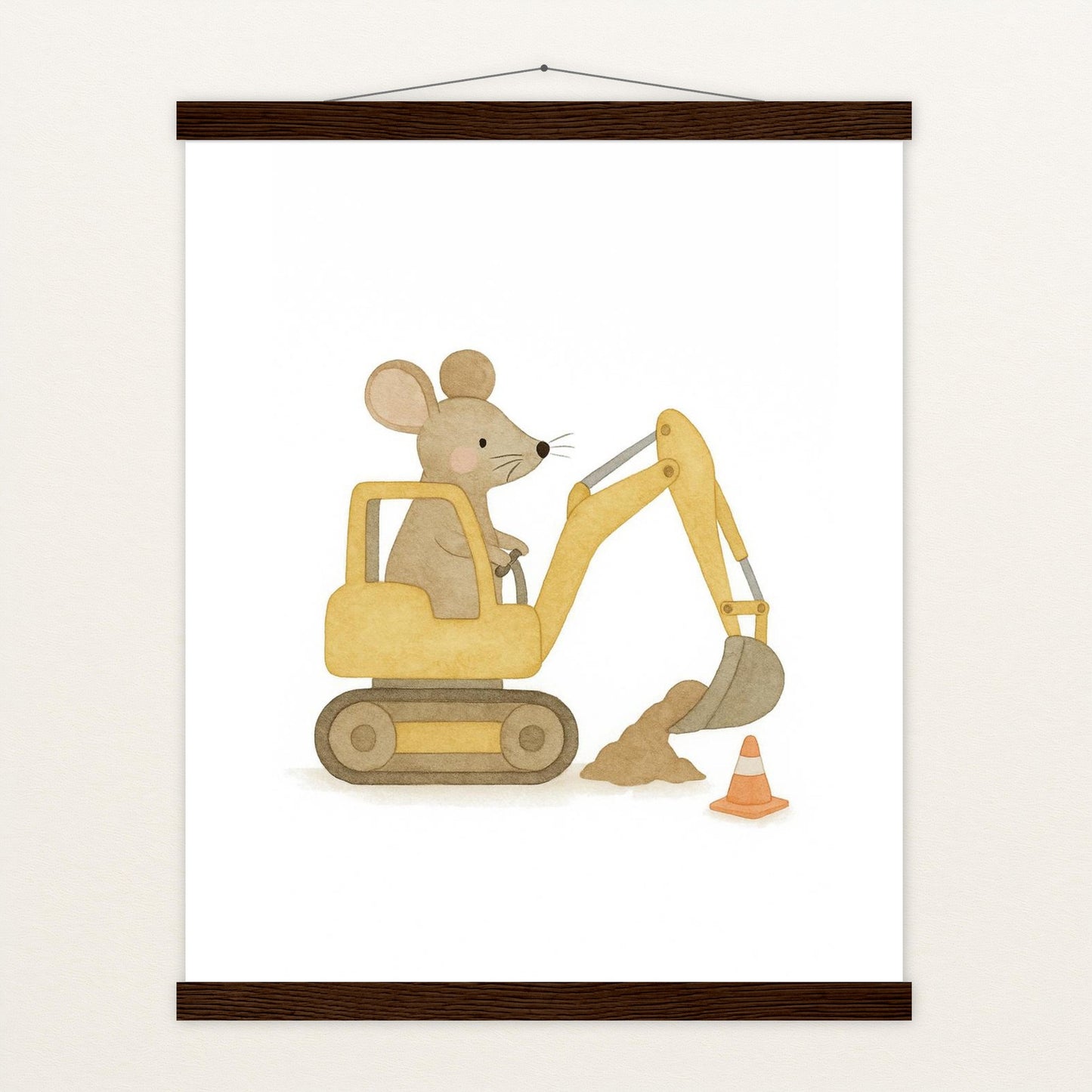 Mimi die Maus - Motiv: "Bagger" Poster mit Leisten von tinylearner