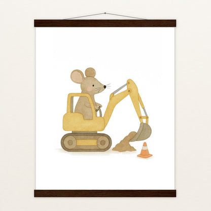 Mimi die Maus - Motiv: "Bagger" Poster mit Leisten von tinylearner