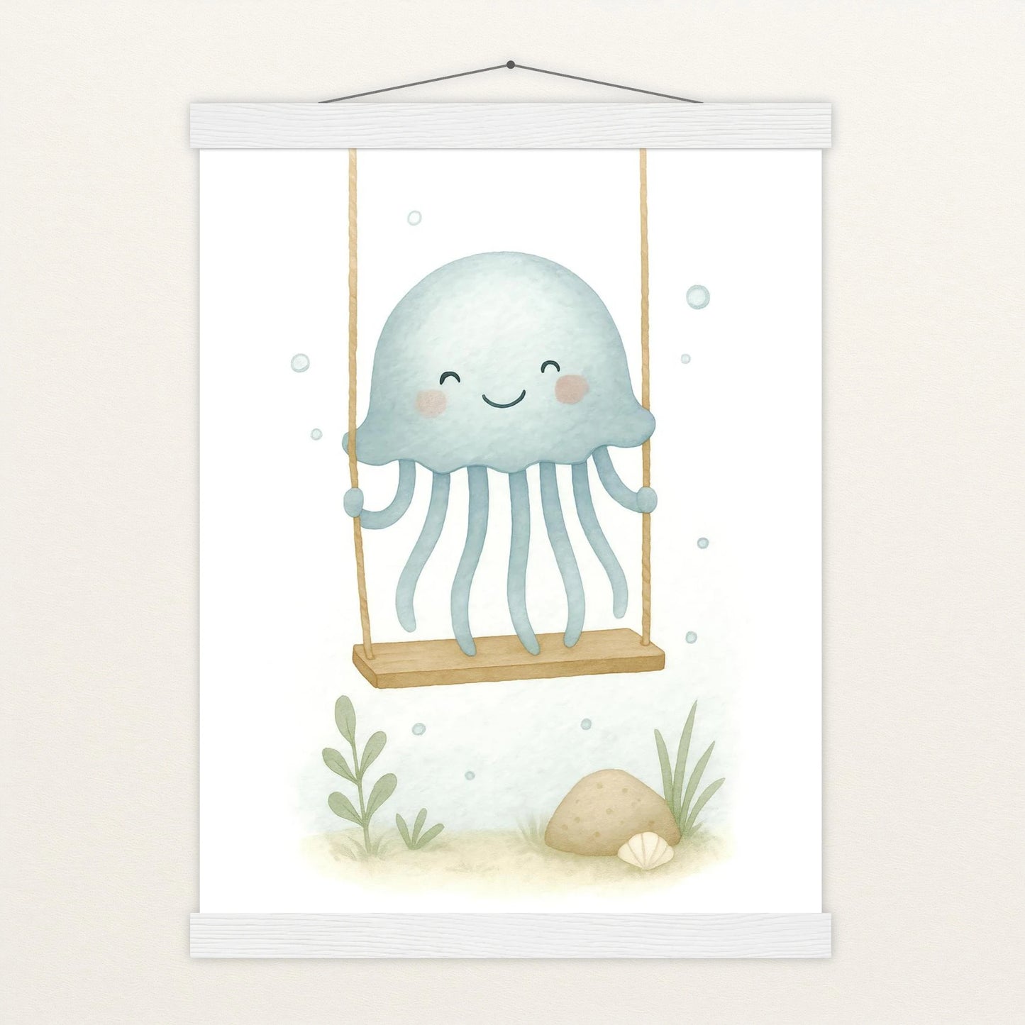 Quinn die Qualle - Motiv: "Schaukel" Poster mit Leisten von tinylearner