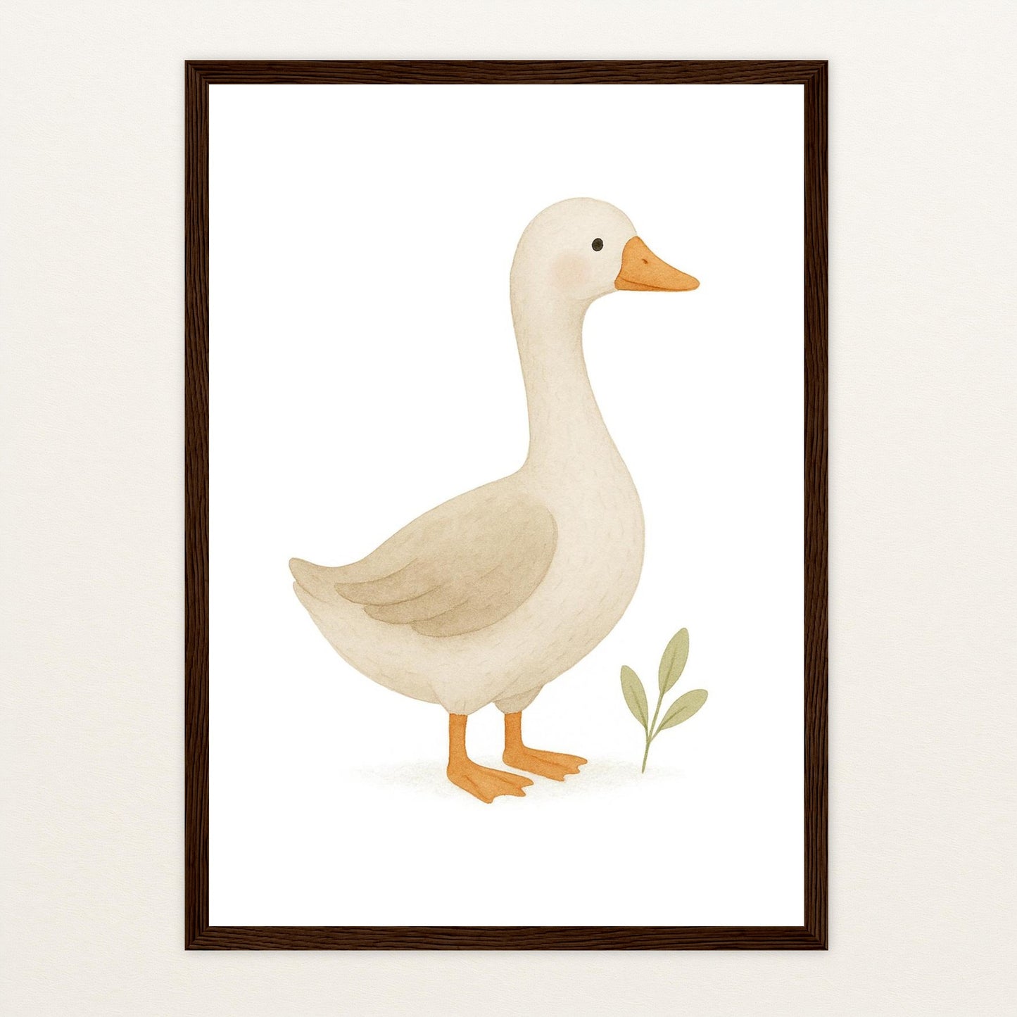 Gusi die Gans Poster mit Holzrahmen von tinylearner