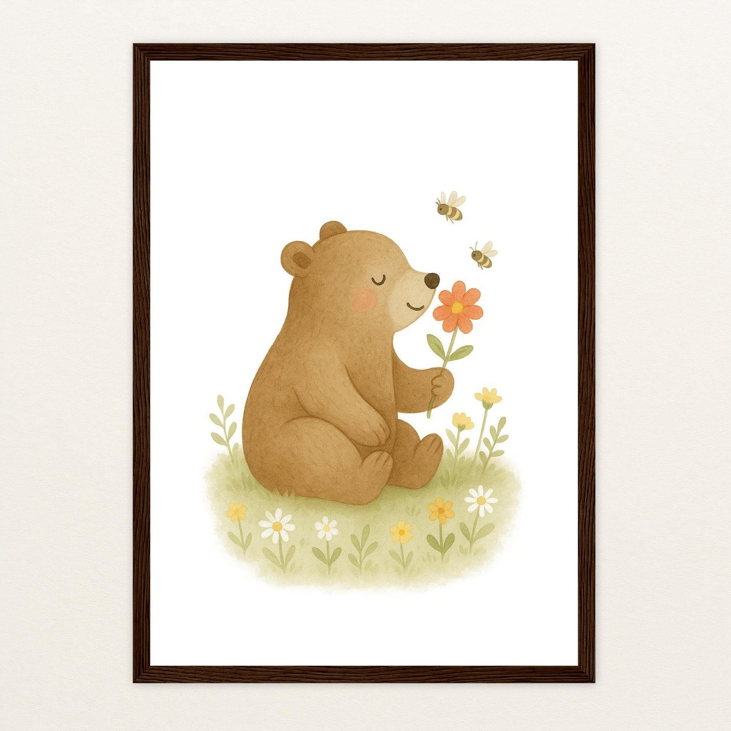 Balu der Bär - Motiv: "Blume" Poster mit Holzrahmen von tinylearner