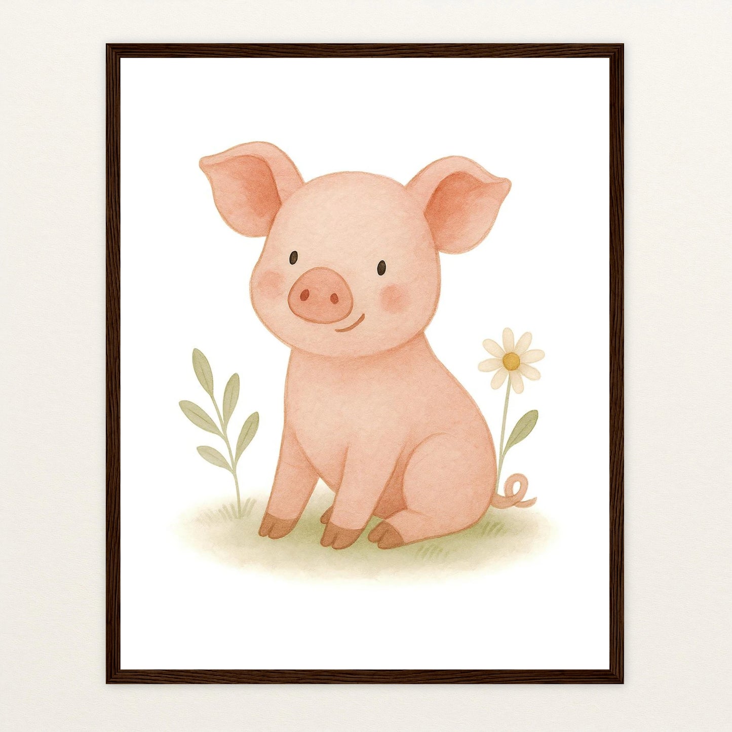 Susi das Schwein Poster mit Holzrahmen von tinylearner
