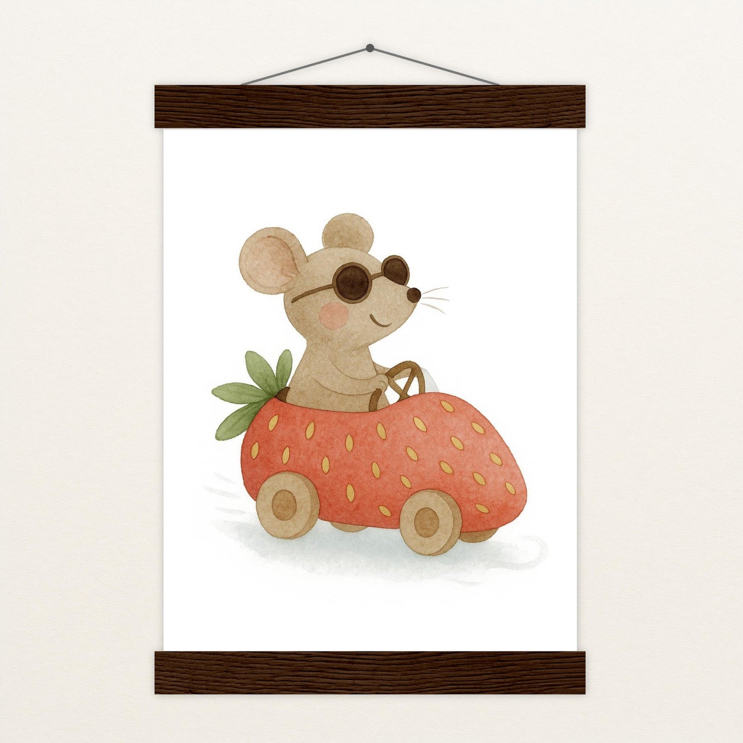 Mimi die Maus - Motiv: "Erdbeerwagen" Poster mit Leisten von tinylearner