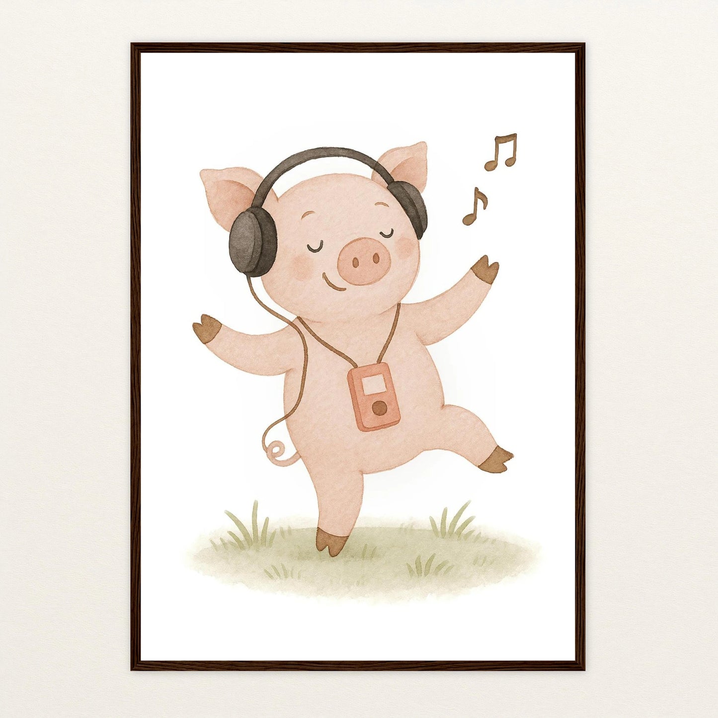 Susi das Schwein - Motiv: "Musik" Poster mit Holzrahmen von tinylearner