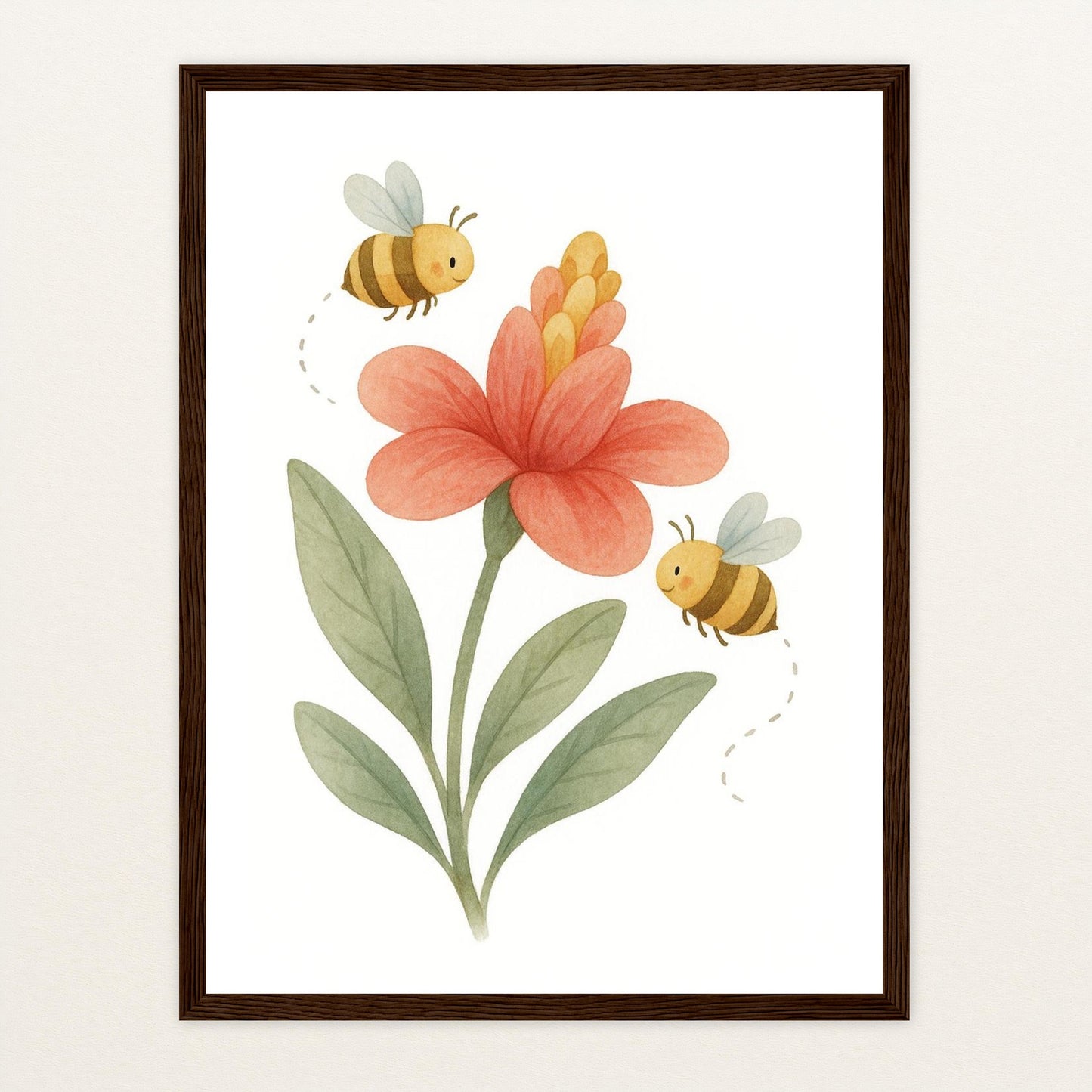 Bibi die Biene - Motiv: "Blume" Poster mit Holzrahmen von tinylearner