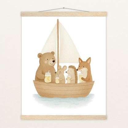 Tierfreunde - Motiv: "Segelschiff" Poster mit Leisten von tinylearner