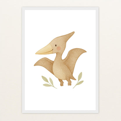 Dinosaurier Pteranodon Poster mit Holzrahmen von tinylearner