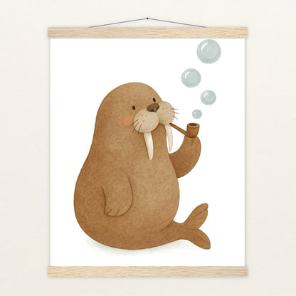 Wally das Walross - Motiv: "Blubbern" Poster mit Leisten von tinylearner