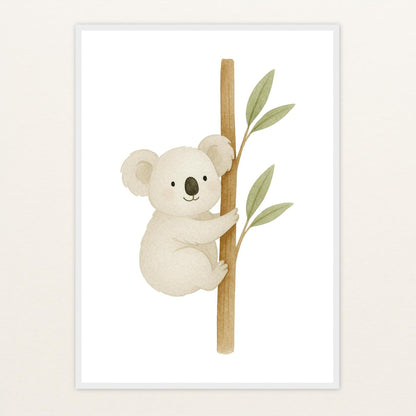 Kori der Koala Poster mit Holzrahmen von tinylearner