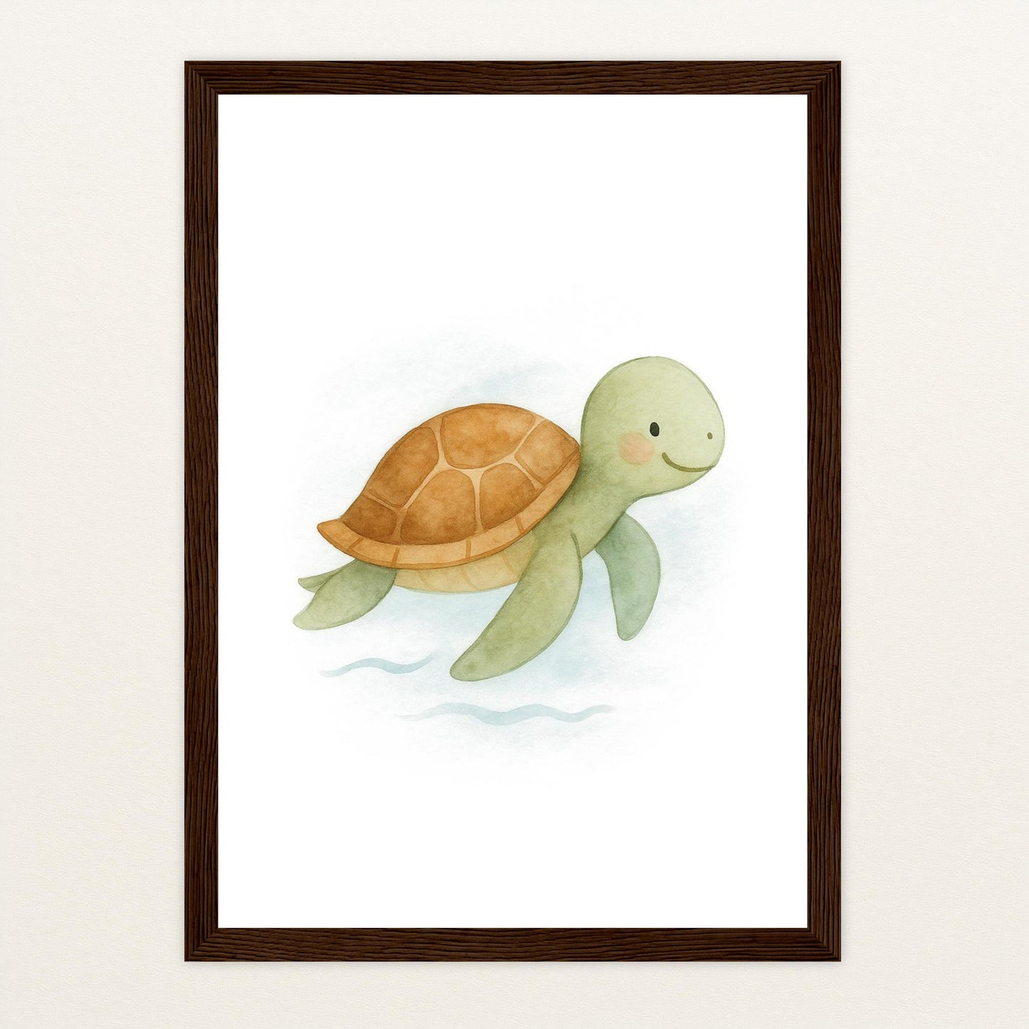 Sora die Schildkröte Poster mit Holzrahmen von tinylearner