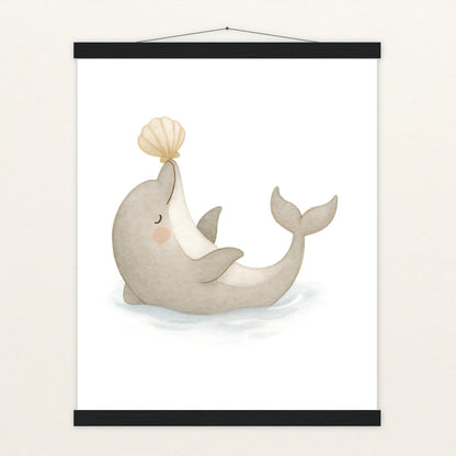 Dora der Delfin - Motiv: "Muschel" Poster mit Leisten von tinylearner