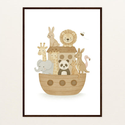 Tierfreunde - Motiv: "Arche Noah" Poster mit Holzrahmen von tinylearner
