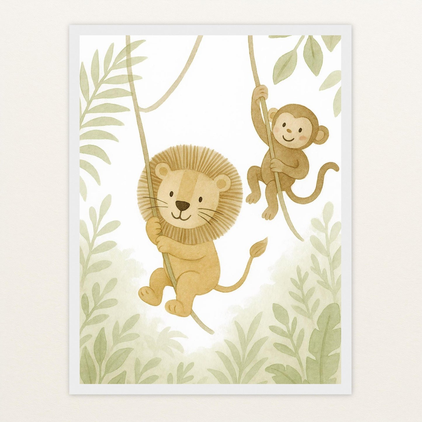 Tierfreunde - Motiv: "Lianen" Poster mit Holzrahmen von tinylearner