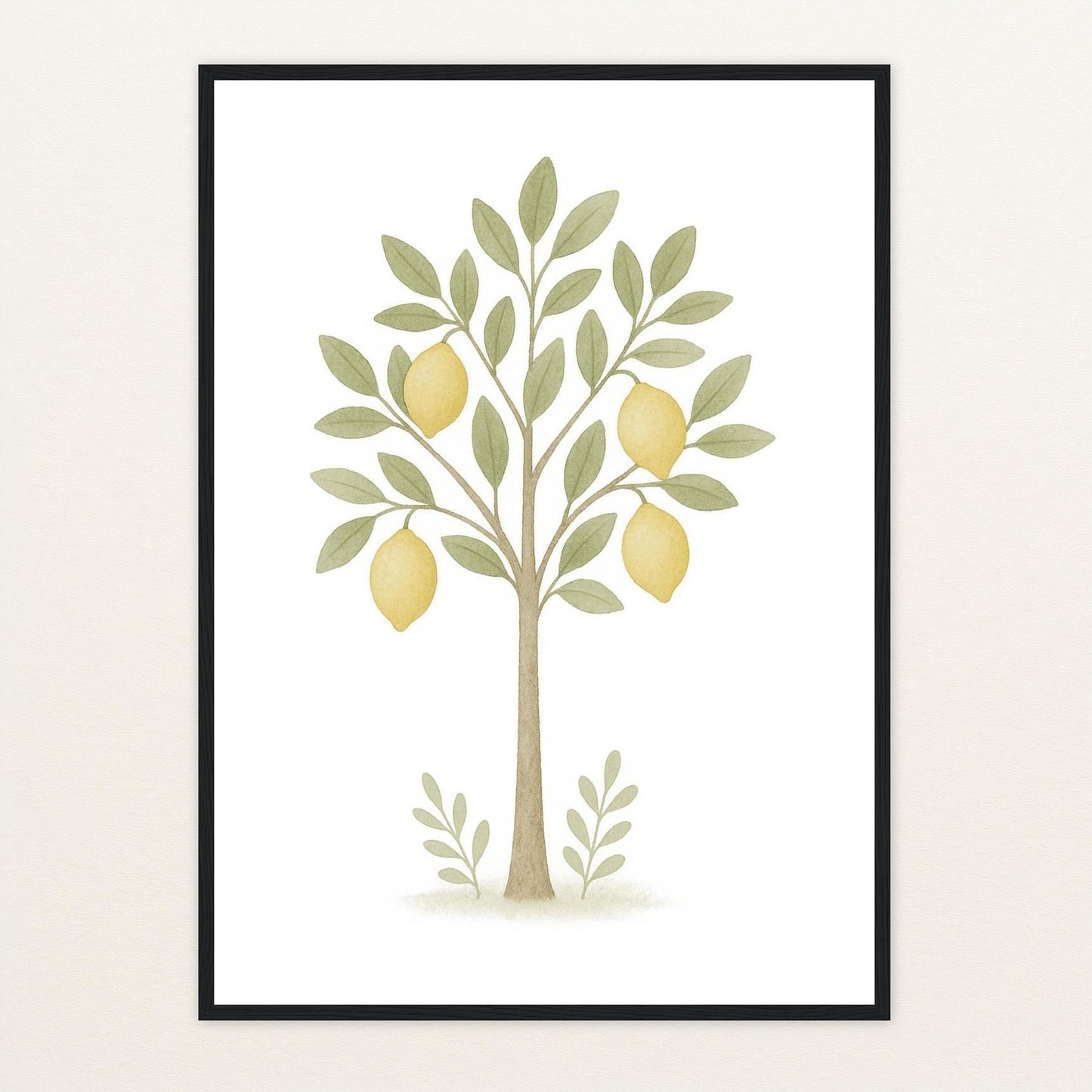 Zitronenbaum Poster mit Holzrahmen von tinylearner