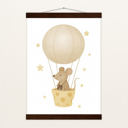 Mimi die Maus - Motiv: "Heißluftballon" Poster mit Leisten von tinylearner