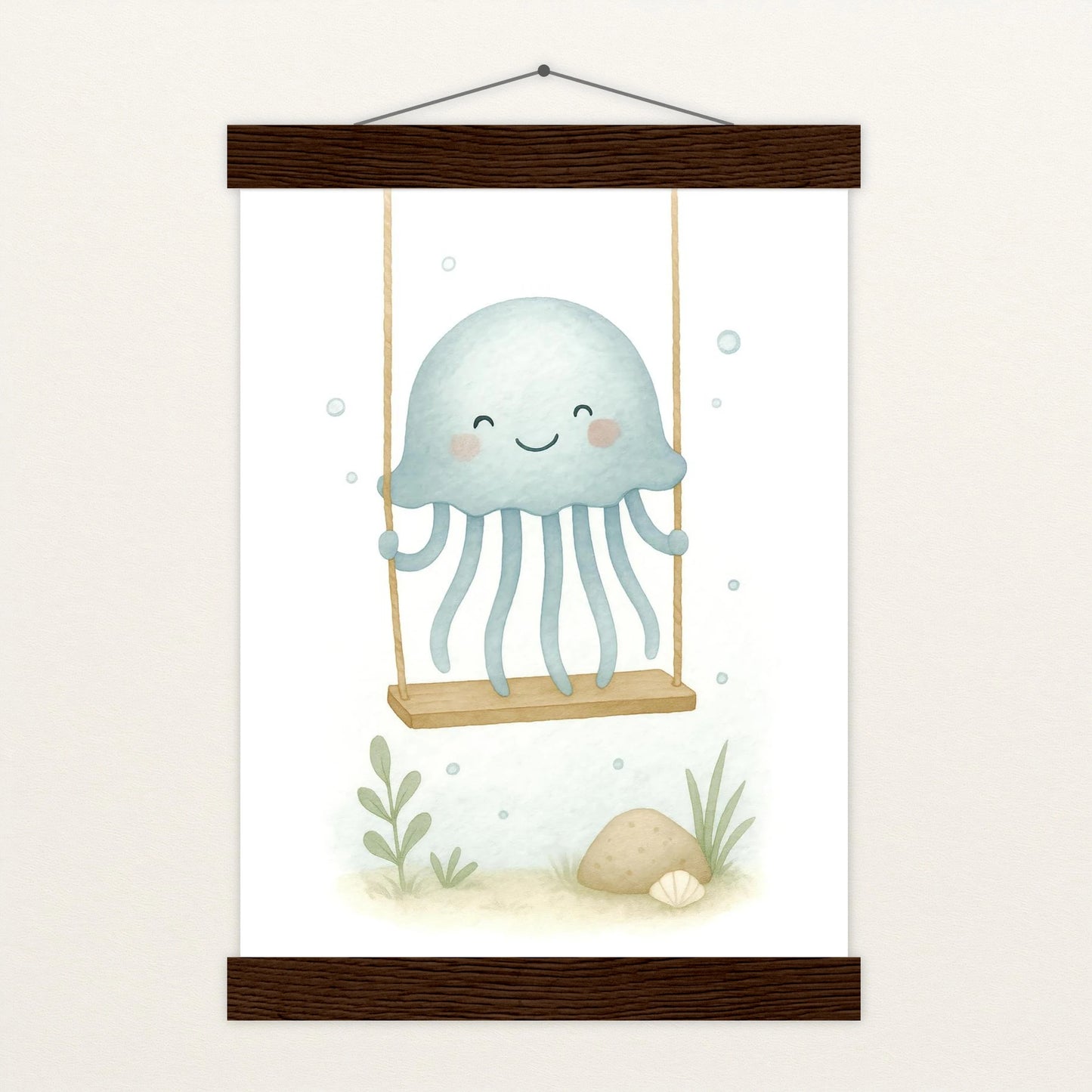Quinn die Qualle - Motiv: "Schaukel" Poster mit Leisten von tinylearner
