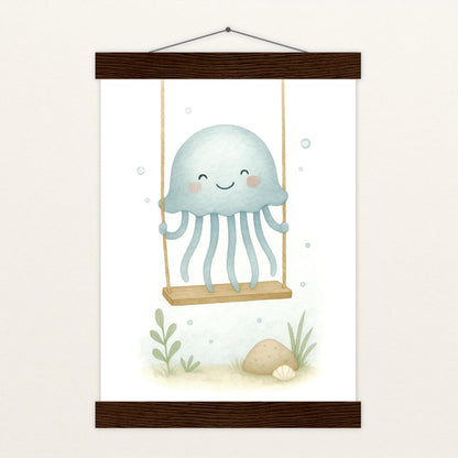 Quinn die Qualle - Motiv: "Schaukel" Poster mit Leisten von tinylearner