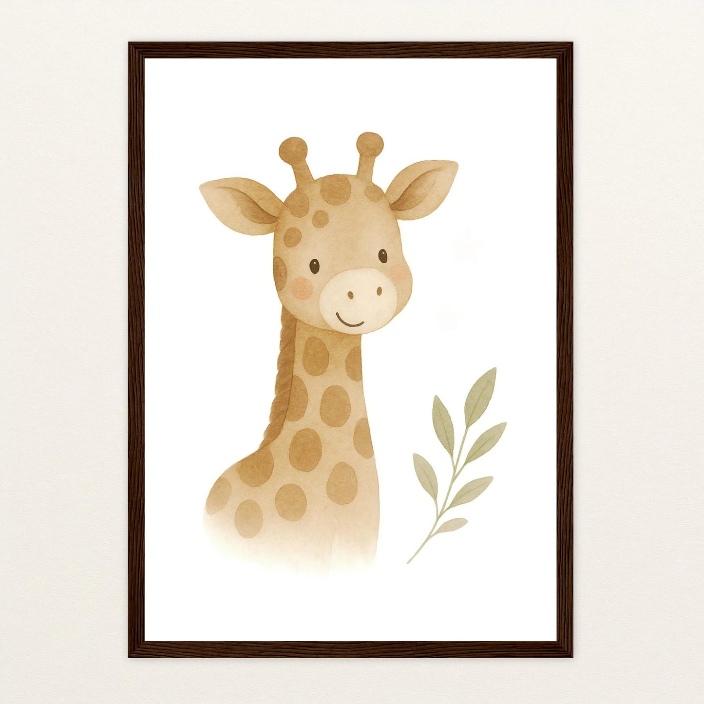 Greta die Giraffe Poster mit Holzrahmen von tinylearner