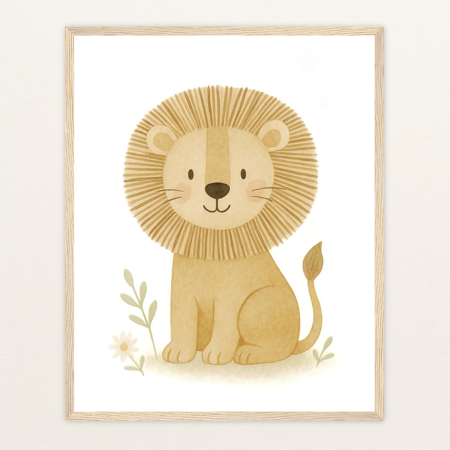 Leo der Löwe Poster mit Holzrahmen von tinylearner