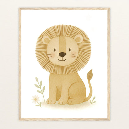 Leo der Löwe Poster mit Holzrahmen von tinylearner