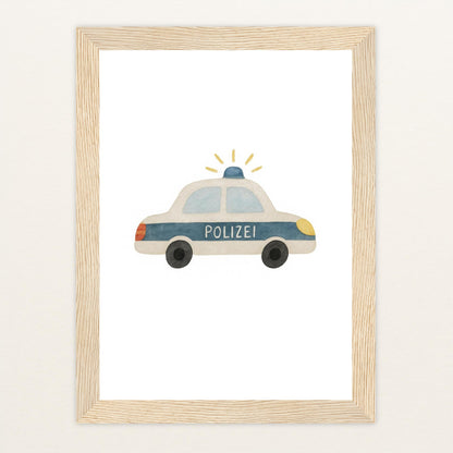 Polizei Poster mit Holzrahmen von tinylearner